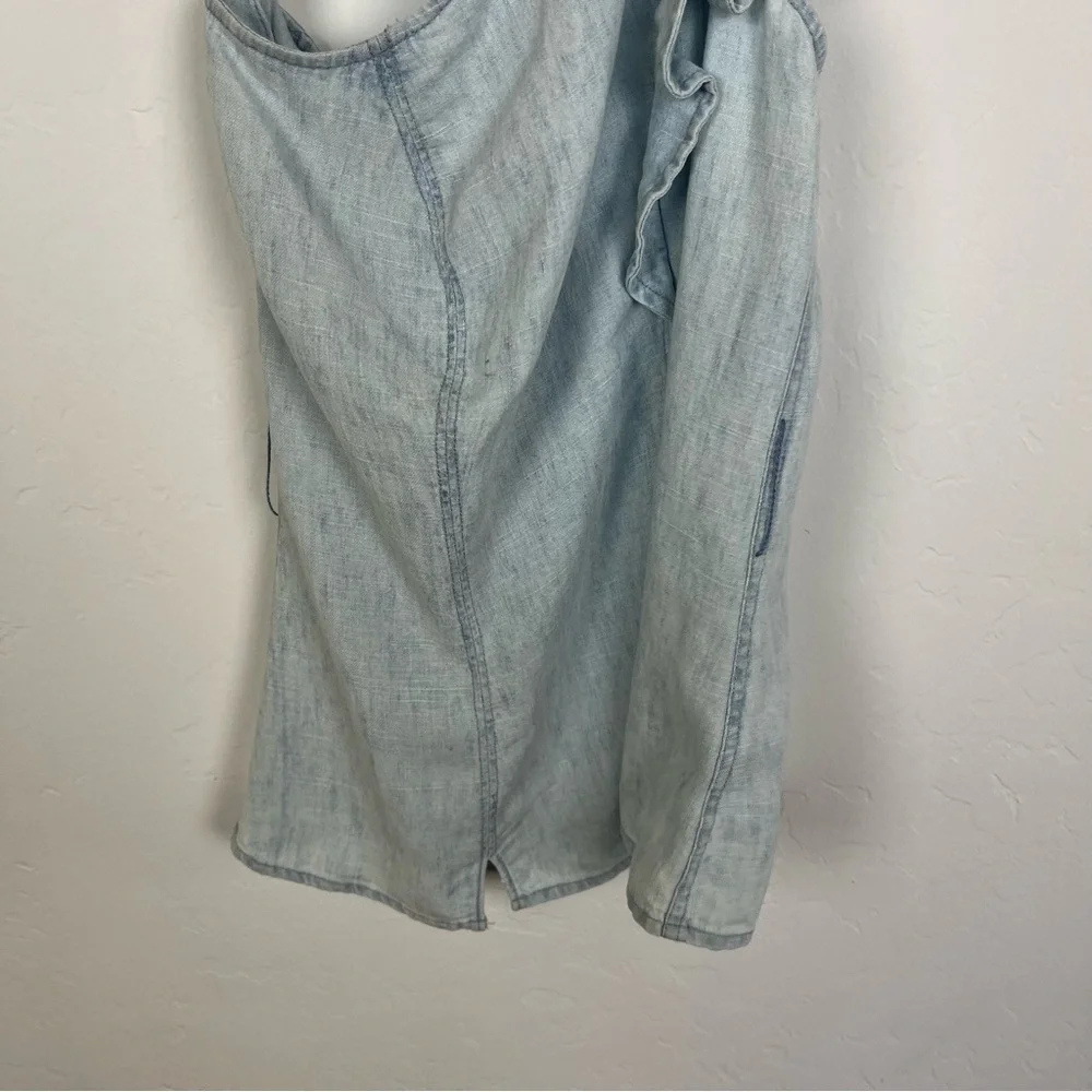 PAIGE One Shoulder Ruffle Denim Tank Top - Picture 3 of 7